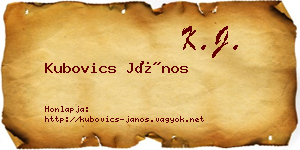 Kubovics János névjegykártya